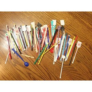 Drink Swizzle Stir Stick Stirrer Retro Lot Vintage Plastic Advertising Ornate